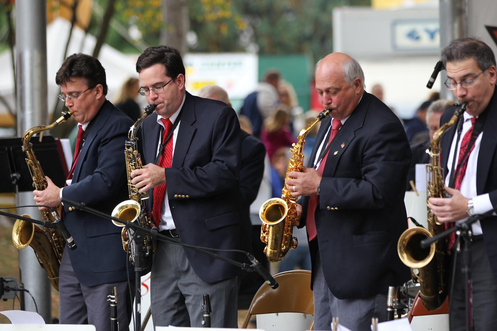 The Saxes Doing Their Thing. Left to Right - Chris Hildebrand, John Clark, Dave Jost and Tom Nutile